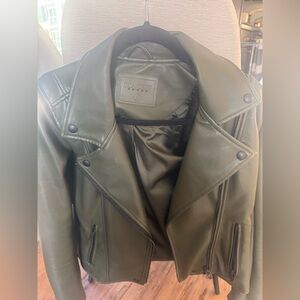 BLANK NYC Women's Olive Green Leather Jacket